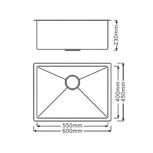 Boshsini BSQ6045-NHC Nano+HoneyComb Kitchen Sink