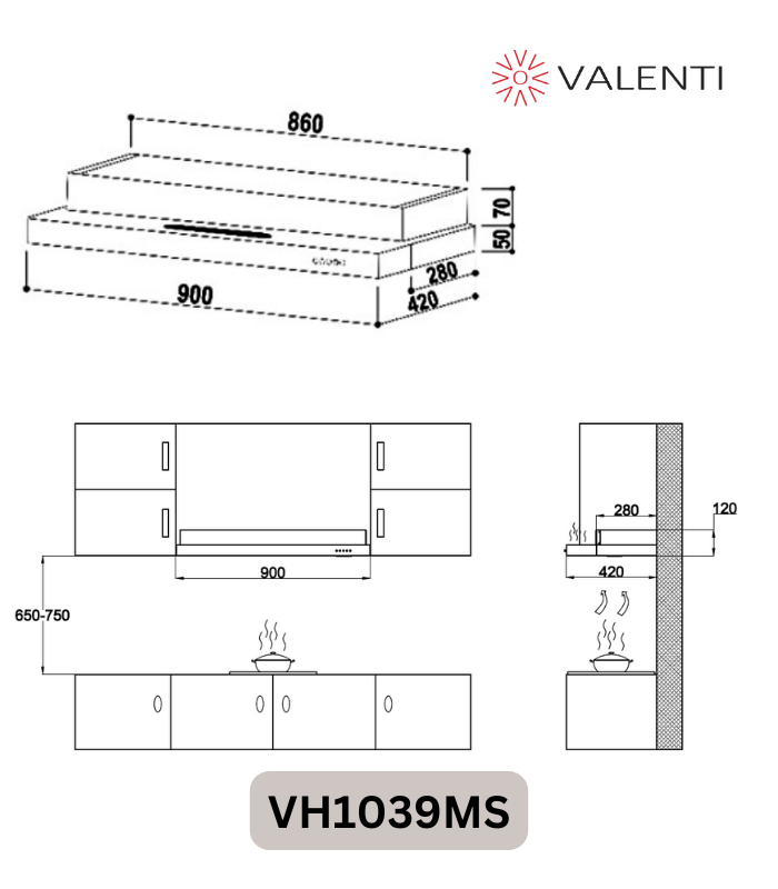 Valenti Semi Integrated Hood (VH1039MS)