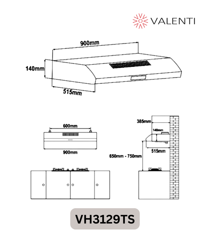 Valenti Slimline Hood (VH3129TS)