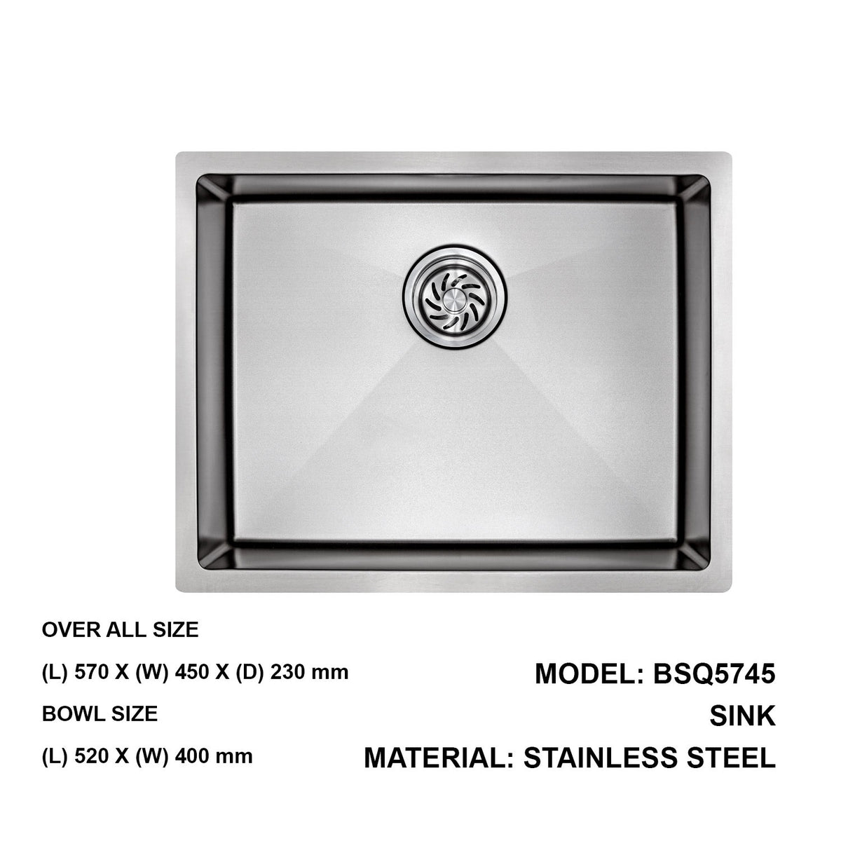 Boshsini BSQ5745 NanoTech Kitchen Sink