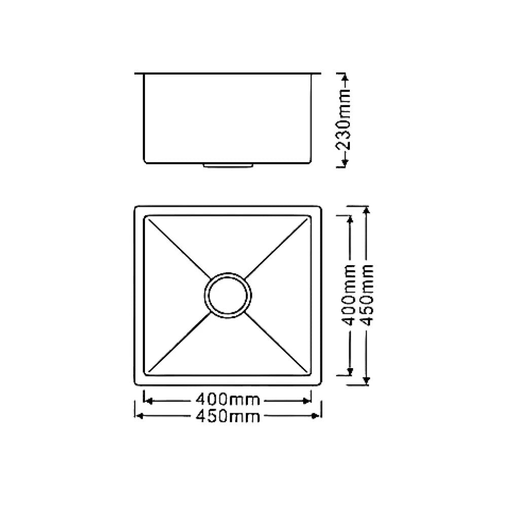 Boshsini BSQ4545-NHC Nano+HoneyComb Kitchen Sink
