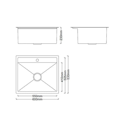 Boshsini BSQ6053-BEE Nano-Bee Embossed 316 Stainless Steel Kitchen Sink