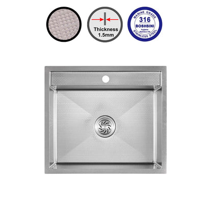 Boshsini BSQ6053-BEE Nano-Bee Embossed 316 Stainless Steel Kitchen Sink