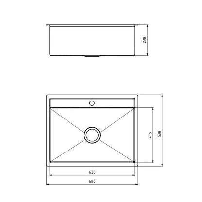 Boshsini BSQ6853-NHC Nano+HoneyComb Kitchen Sink