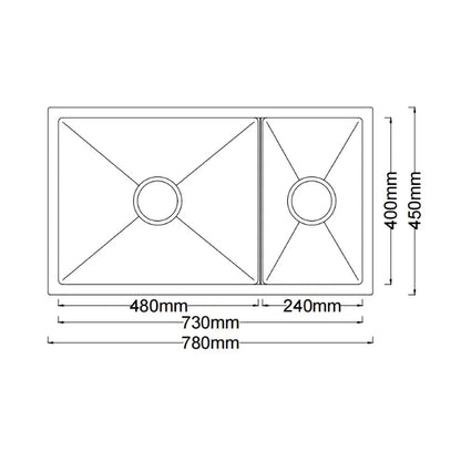Boshsini BSQ7845-BEE Nano-Bee Embossed 316 Stainless Steel Kitchen Sink