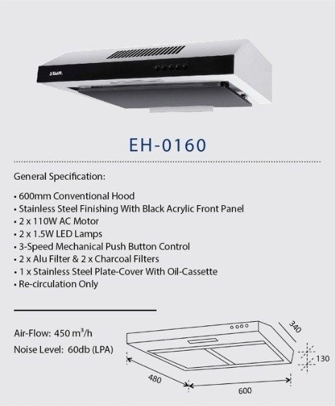 ELLANE 600mm Conventional Hood (EH-0160)