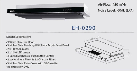 ELLANE 900mm Slim-Line Hood (EH-0290)