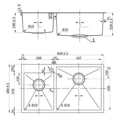 Fidelis FSD-21501R Double Bowl Top-Mount Sink
