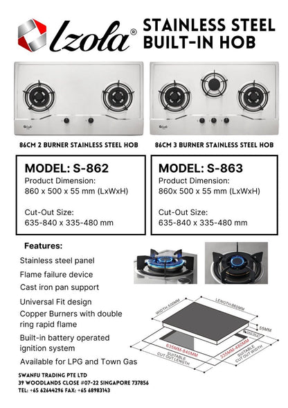 Izola Stainless Steel Built-In Hob (S-862)