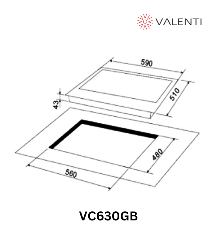 Valenti Glass Gas Hob (VC630GB)