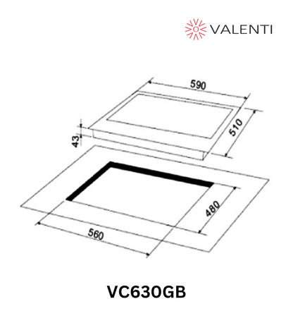 Valenti Glass Gas Hob (VC630GB)