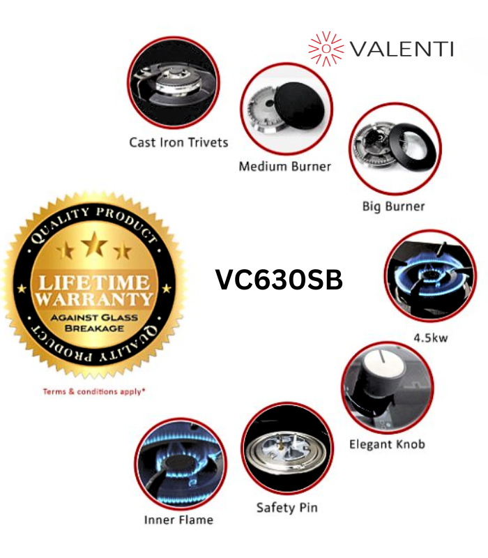 Valenti Stainless Steel Gas Hob (VC630SB)