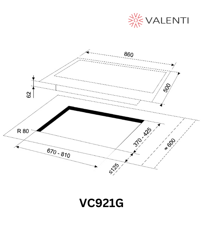 Valenti Glass Gas Hob (VC921G)