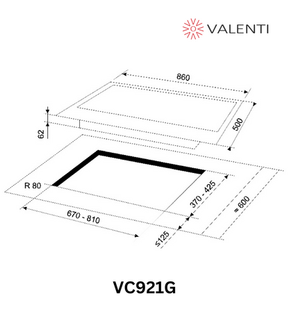 Valenti Glass Gas Hob (VC921G)
