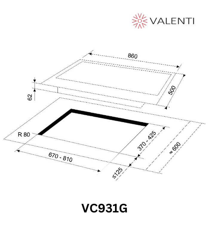 Valenti Glass Gas Hob (VC931G)