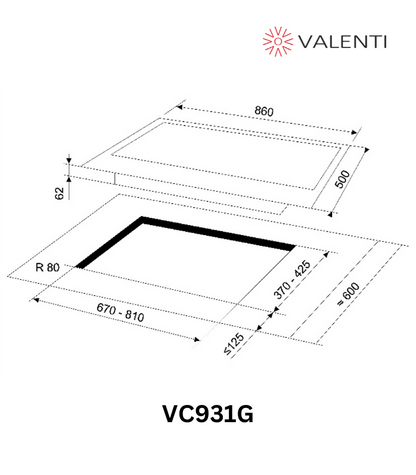 Valenti Glass Gas Hob (VC931G)