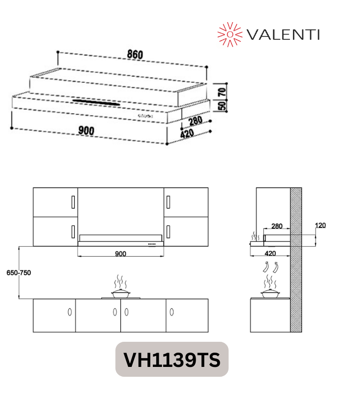 Valenti Semi Integrated Hood (VH1139TS)