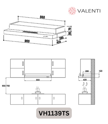 Valenti Semi Integrated Hood (VH1139TS)