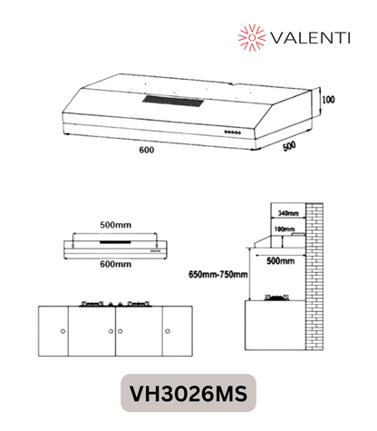Valenti Slimline Hood (VH3026MS)