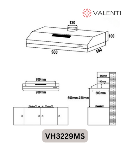 Valenti Slimline Hood (VH3229MS)